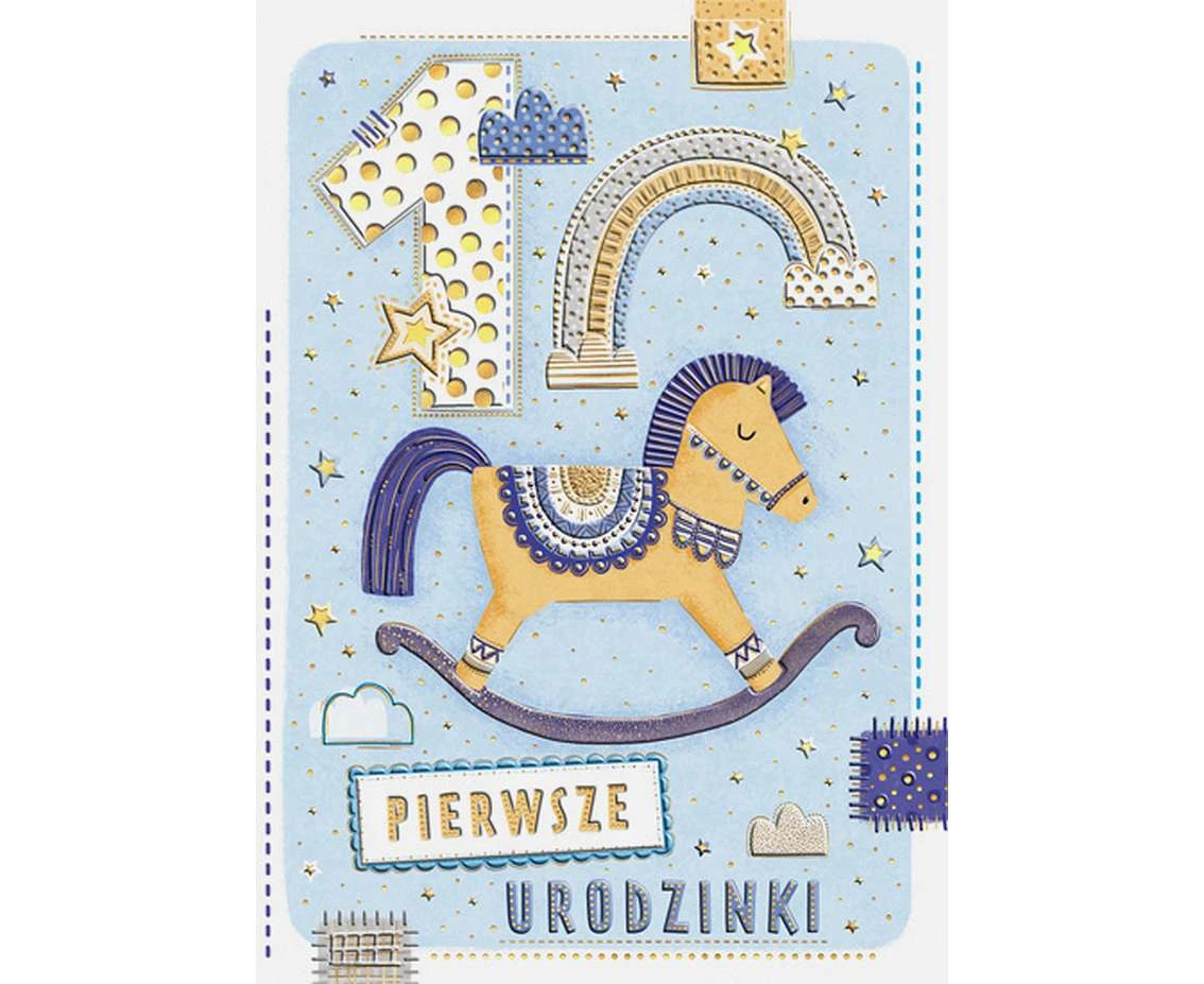 Greeting Card HORSE A5 Blue 1 pc.
